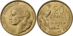 World Coins - France, 20 Francs, Guiraud, 1951, Beaumont - Le Roger, Aluminum-Bronze