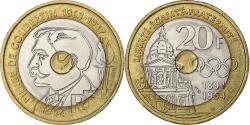 World Coins - France, 20 Francs, Pierre de Coubertin, 1994, Paris, Tri-Metallic,