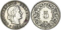 World Coins - Switzerland, 5 Rappen, 1939, Bern, Nickel,