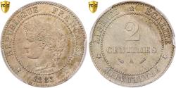 World Coins - France, 2 Centimes, Cérès, 1883, Paris, Specimen, Maillechort, PCGS,