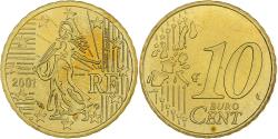 World Coins - France, 10 Euro Cent, BU, 2001, MDP, Nordic gold, , KM:1285