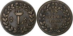 World Coins - France, Louis XVIII, Décime., 1815., Strasbourg, Bronze,