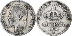 World Coins - France, Napoleon III, 50 Centimes, 1866, Paris, , Silver, KM:814.1
