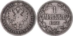 World Coins - Coin, Finland, Alexander II, Markka, 1866, Helsinki, , Silver, KM:3.1