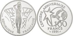 World Coins - France, 100 Francs, FIBA, lancer franc, 1991, MDP, Proof, Silver, , KM:992