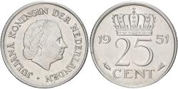 World Coins - Netherlands, Juliana, 25 Cents, 1951, Nickel, , KM:183