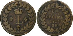 World Coins - France, Louis XVIII, Décime., 1815., Strasbourg, Bronze,