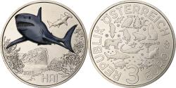 World Coins - Austria, 3 Euro, Colorful Creatures - Shark, 2018, Vienna, Copper-nickel,