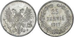 World Coins - Coin, Finland, Nicholas II, 25 Penniä, 1917, Helsinki, , Silver, KM:19