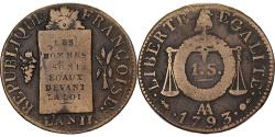 World Coins - France, Sol aux Balances, 1793 - AN II, Metz, Bronze, , Gadoury:19