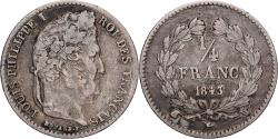 World Coins - France, 1/4 Franc, Louis-Philippe, 1843, Lille, Silver, , Gadoury:355