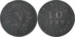 World Coins - France, Napoleon I, 10 Centimes, 1814, Anvers, Siège d'Anvers, Bronze