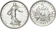 World Coins - Coin, France, Semeuse, 5 Francs, 1969, Paris, , Silver, KM:926