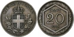 World Coins - Italy, Vittorio Emanuele III, 20 Centesimi, 1918, Rome, Copper-nickel