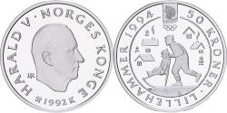World Coins - Norway, Harald V, 50 Kroner, 1992, Kongsberg, Silver, , KM:438