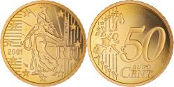 World Coins - France, 50 Euro Cent, 2001, Paris, Proof / BE, , Brass, Gadoury:6.