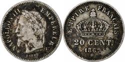 World Coins - Coin, France, Napoleon III, 20 Centimes, 1867, Strasbourg, , Silver
