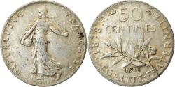 World Coins - Coin, France, Semeuse, 50 Centimes, 1911, Paris, , Silver, KM:854
