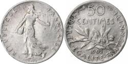 World Coins - France, 50 Centimes, Semeuse, 1902, Paris, Silver, , Gadoury:420, Le