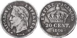World Coins - France, Napoleon III, 20 Centimes, 1866, Paris, Silver, , Gadoury:308