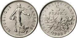 World Coins - France, 5 Francs, Semeuse, 1988, Paris, Nickel Clad Copper-Nickel,