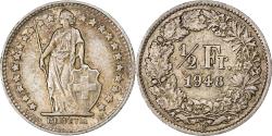 World Coins - Switzerland, 1/2 Franc, Helvetia, 1948, Bern, Silver, , KM:23
