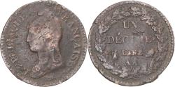 World Coins - Coin, France, Dupré, Decime, AN 8, Metz, , Copper, Gadoury:187a