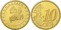 World Coins - Monaco, Rainier III, 10 Euro Cent, Proof / BE, 2001, Paris, Brass,