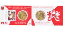 World Coins - VATICAN CITY, 50 Euro Cent, 2017, Stamp and coin card N°14, , Brass