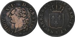 World Coins - France, Louis XVI, Sol, 1791, Rouen, 2nd semestre, Copper,