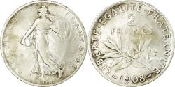 World Coins - Coin, France, Semeuse, 2 Francs, 1908, Paris, , Silver, KM:845.1