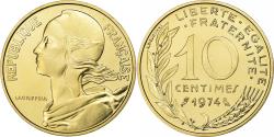 World Coins - France, 10 Centimes, Marianne, 1974, Paris, FDC, Aluminum-Bronze,