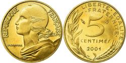 World Coins - Coin, France, Marianne, 5 Centimes, 2001, Paris, Proof,
