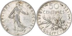 World Coins - Coin, France, Semeuse, 50 Centimes, 1901, Paris, , Silver, KM:854