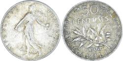 World Coins - Coin, France, Semeuse, 50 Centimes, 1908, Paris, , Silver, KM:854