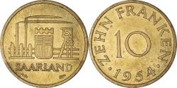 World Coins - Coin, SAARLAND, 10 Franken, 1954, Paris, , Aluminum-Bronze, KM:1