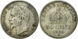 World Coins - Coin, France, Napoleon III, Napoléon III, 50 Centimes, 1866, Bordeaux