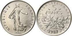 World Coins - France, 5 Francs, Semeuse, 1987, Paris, Nickel Clad Copper-Nickel,