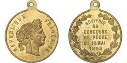 World Coins - France, Medal, Souvenir du Concours de Pêche, 1893, Brass,