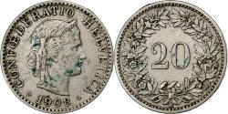 World Coins - Switzerland, 20 Rappen, 1908, Bern, Nickel, , KM:29