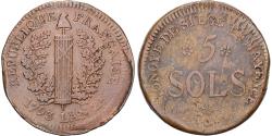 World Coins - France, 5 Sols, 1793 / An 2, Mayence, Siege Coinage, Copper,