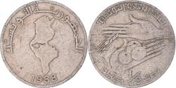 World Coins - Coin, Tunisia, 1/2 Dinar, 1988