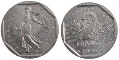 World Coins - Coin, France, Semeuse, 2 Francs, 1995, , Nickel, KM:942.1, Gadoury:547