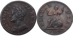 World Coins - United Kingdom, George II, 1 Farthing, 1754, London, Copper,