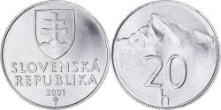 World Coins - Coin, Slovakia, 20 Halierov, 2001, Kremnica, , Aluminum, KM:18
