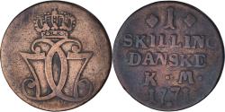 World Coins - Coin, Denmark, Christian VII, Skilling, 1771, , Copper, KM:616.1