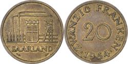 World Coins - SAARLAND, 20 Franken, 1954, Paris, Aluminum-Bronze, , KM:2