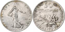 World Coins - France, 50 Centimes, Semeuse, 1909, Paris, Silver, , Gadoury:420