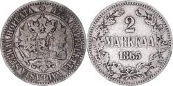 World Coins - Coin, Finland, Alexander II, 2 Markkaa, 1865, Helsinki, , Silver