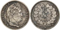 World Coins - Coin, France, Louis-Philippe, 1/4 Franc, 1843, Rouen, , Silver